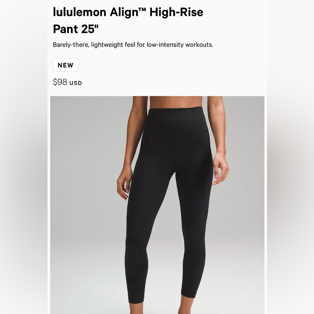 LIKE NEW Lululemon Align High Rise 25”